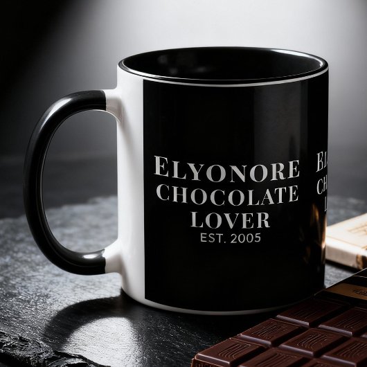 Chocolate Lover White Script Personalized Name Est Tasse