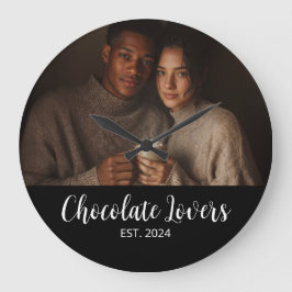 Chocolate Lovers Couple Established Photo Gift Große Wanduhr