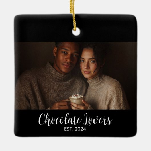 Chocolate Lovers Couple Established Photo Gift Keramikornament (Vorderseite)