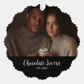 Chocolate Lovers Couple Established Photo Gift Ornament Karte (Rückseite)
