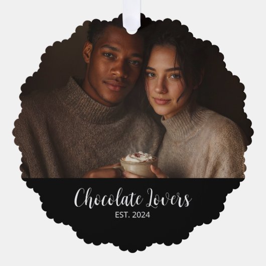 Chocolate Lovers Couple Established Photo Gift Ornament Karte (Vorderseite)