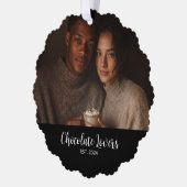 Chocolate Lovers Couple Established Photo Gift Ornament Karte (Links)