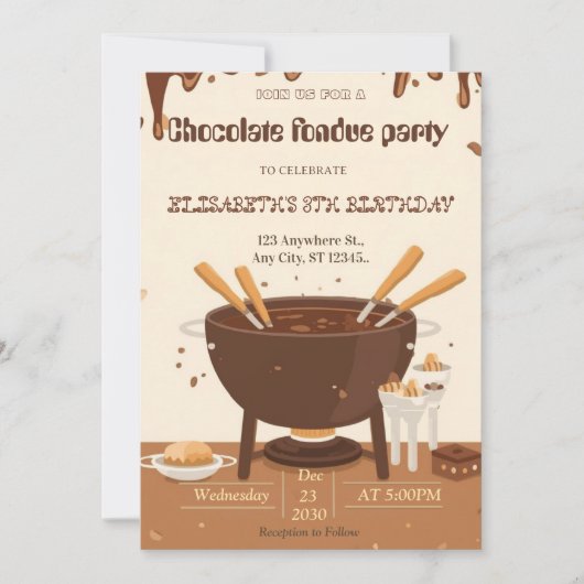 Chocolate Lovers Fondue Party Invitation Einladung (Vorderseite)