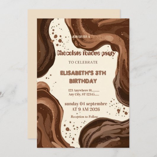 Chocolate Lovers Fondue Party Invitation Einladung (Vorne/Hinten)