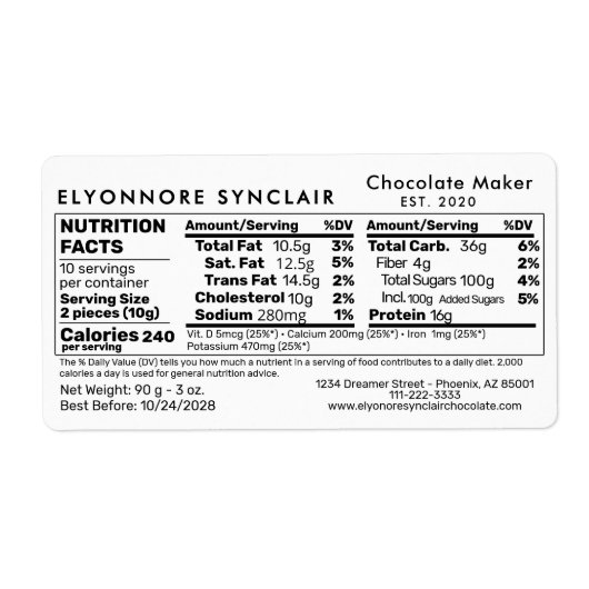 Chocolate Maker Nutrition Facts Packaging (Vorne)