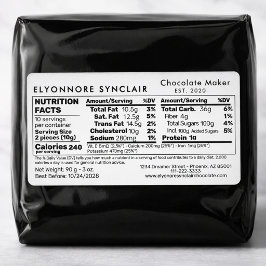 Chocolate Maker Nutrition Facts Packaging