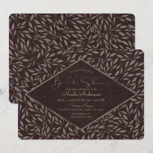 Chocolate Mauve Blätter Botanischer Brautdusche Einladung