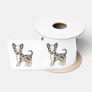 Chocolate Merle Glatthaar Chihuahua Cartoon Hund Satinband