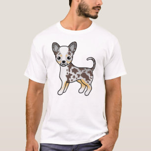 Chocolate Merle Glatthaar Chihuahua Cartoon Hund T-Shirt