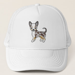 Chocolate Merle Glatthaar Chihuahua Cartoon Hund Truckerkappe