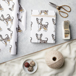 Chocolate Merle Glatthaar Chihuahua-Hundemuster Geschenkpapier