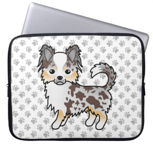 Chocolate Merle Langhaar Chihuahua Hund & Pfoten Laptopschutzhülle