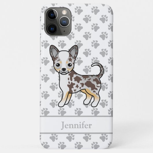Chocolate Merle Smooth Coat Chihuahua Dog & Name Case-Mate iPhone Hülle (Rückseite)