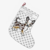Chocolate Merle Smooth Coat Chihuahua Dog & Name Großer Weihnachtsstrumpf (Vorderansicht (hängend))