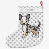 Chocolate Merle Smooth Coat Chihuahua Dog & Name Großer Weihnachtsstrumpf (Rückseite)