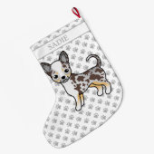 Chocolate Merle Smooth Coat Chihuahua Dog & Name Großer Weihnachtsstrumpf (Rückseite (Hängend))