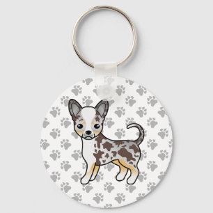 Chocolate Merle Smooth Coat Chihuahua Dog & Paws Schlüsselanhänger