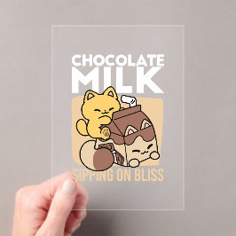 Chocolate Milk Sipping on Bliss – Kawaii Cat Food Acryleinladungen