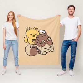Chocolate Milk Sipping on Bliss – Kawaii Cat Food Fleecedecke