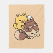 Chocolate Milk Sipping on Bliss – Kawaii Cat Food  Fleecedecke (Vorderseite)