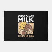 Chocolate Milk Sipping on Bliss – Kawaii Cat Food  Fußmatte (Vorderseite)