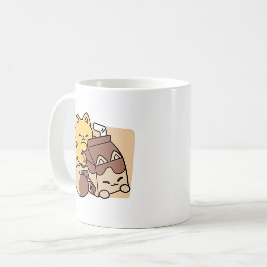 Chocolate Milk Sipping on Bliss – Kawaii Cat Food Kaffeetasse (Vorderseite Links)