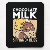 Chocolate Milk Sipping on Bliss – Kawaii Cat Food Mousepad (Vorne)