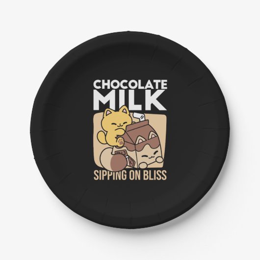 Chocolate Milk Sipping on Bliss – Kawaii Cat Food  Pappteller (Vorderseite)