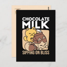 Chocolate Milk Sipping on Bliss – Kawaii Cat Food  Postkarte