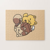 Chocolate Milk Sipping on Bliss – Kawaii Cat Food  Puzzle (Horizontal)