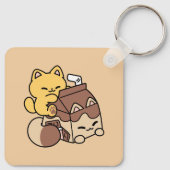 Chocolate Milk Sipping on Bliss – Kawaii Cat Food Schlüsselanhänger (Rückseite)