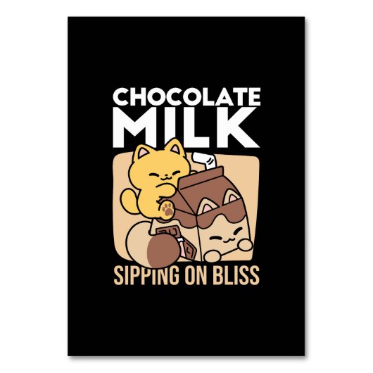 Chocolate Milk Sipping on Bliss – Kawaii Cat Food  Tischnummer (Vorderseite)