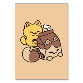 Chocolate Milk Sipping on Bliss – Kawaii Cat Food Tischnummer