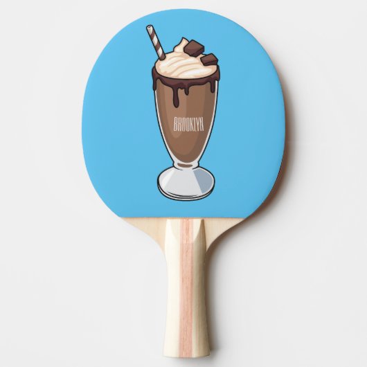 Chocolate milkshake cartoon illustration tischtennis schläger (Vorderseite)