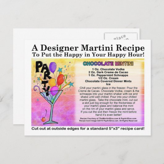 Chocolate Mini Martini Rezept Karte Postkarte (Vorne/Hinten)