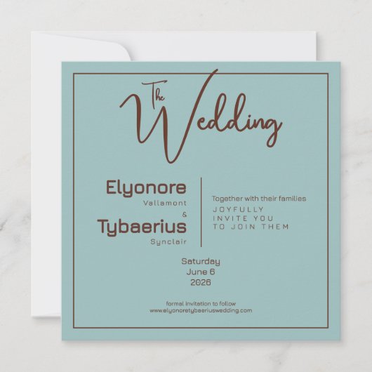 Chocolate Mood Minimal Wedding Invitation Karte (Vorderseite)