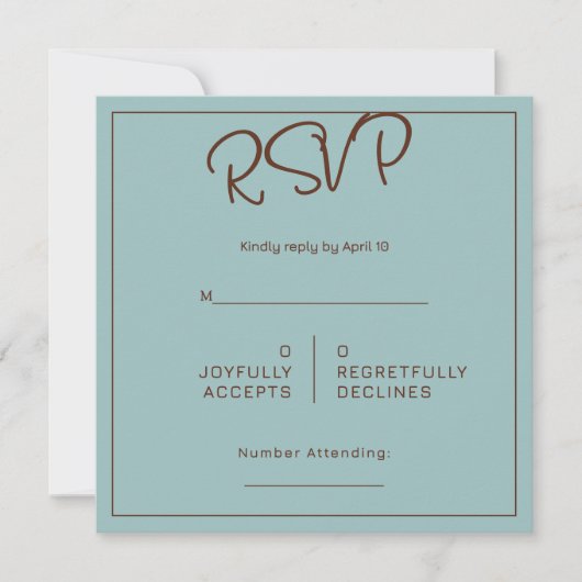 Chocolate Mood Minimal Wedding RSVP Karte (Vorderseite)