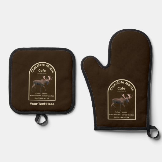 Chocolate Moose Café Ofenhandschuh & Topflappen-Set (Vorderseite)