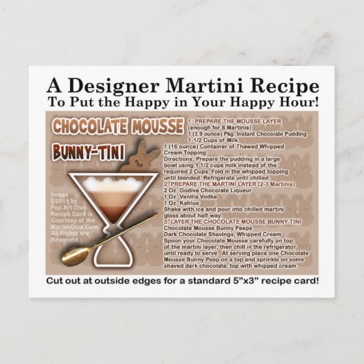 Chocolate Mousse Bunny Oaster Martini Rezept Card Postkarte (Vorderseite)