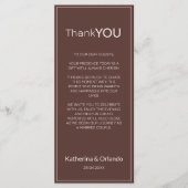 Chocolate-Old-Money-Hochzeitsmenü-Dankeschön-Karte Programm (Vorderseite)