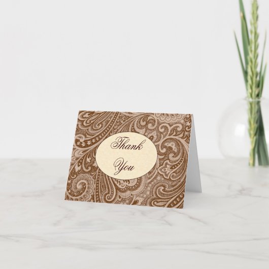 Chocolate paisley vielen Dank Dankeskarte (Vorderseite)