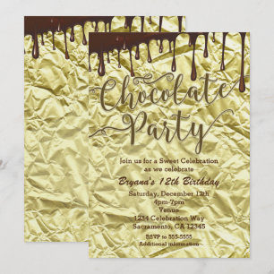 Chocolate-Party Gold-Faux-Folie-Einladungen Einladung