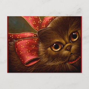 CHOCOLATE PERSIAN CAT - HOLIDAY POSTCARD FEIERTAGSPOSTKARTE