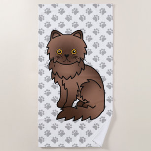Chocolate Persian Süße Cartoon-Katze & Pfoten Strandtuch