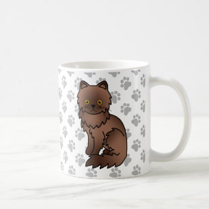 Chocolate Persian Süße Zeichentrick-Katze Illustra Kaffeetasse