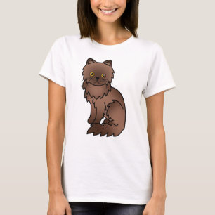 Chocolate Persian Süße Zeichentrick-Katze Illustra T-Shirt