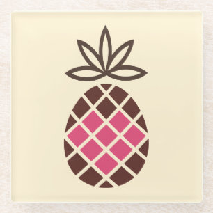 Chocolate Pineapple with Pink Heart Glasuntersetzer