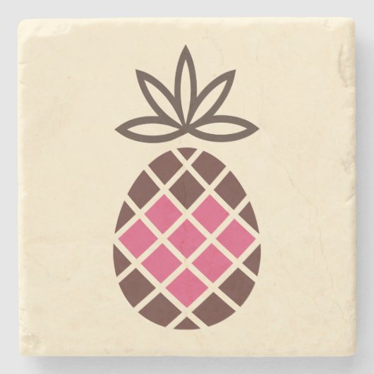 Chocolate Pineapple with Pink Heart Steinuntersetzer (Vorderseite)