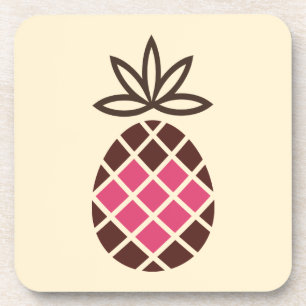 Chocolate Pineapple with Pink Heart Untersetzer