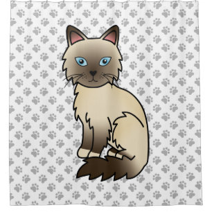 Chocolate Point Birma / Ragdoll Katze & Pfoten Duschvorhang